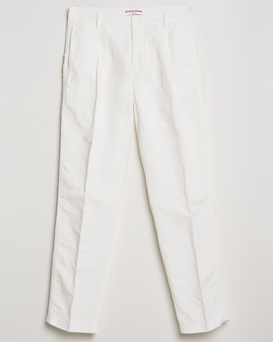Uomini | Pantaloni | Orlebar Brown | Dunmore Linen/Cotton Trousers White Sand