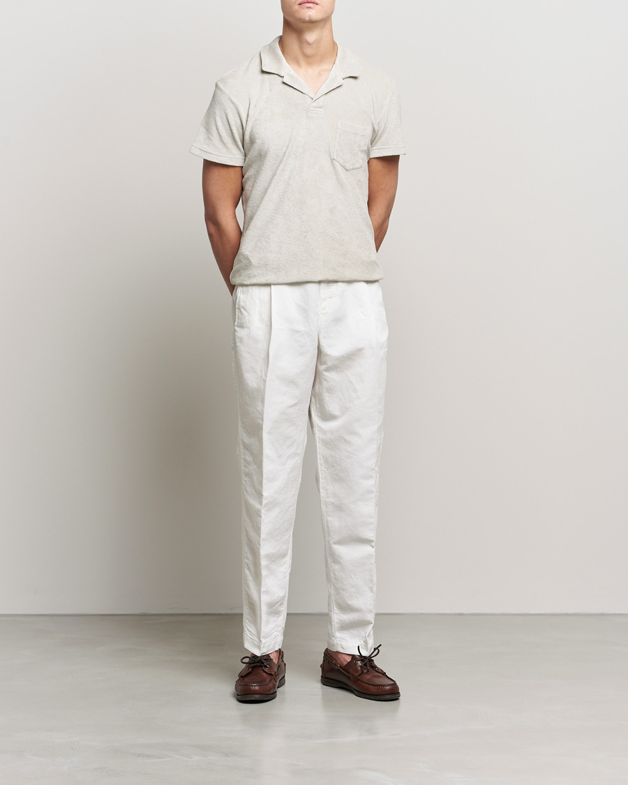 Uomini | Pantaloni | Orlebar Brown | Dunmore Linen/Cotton Trousers White Sand