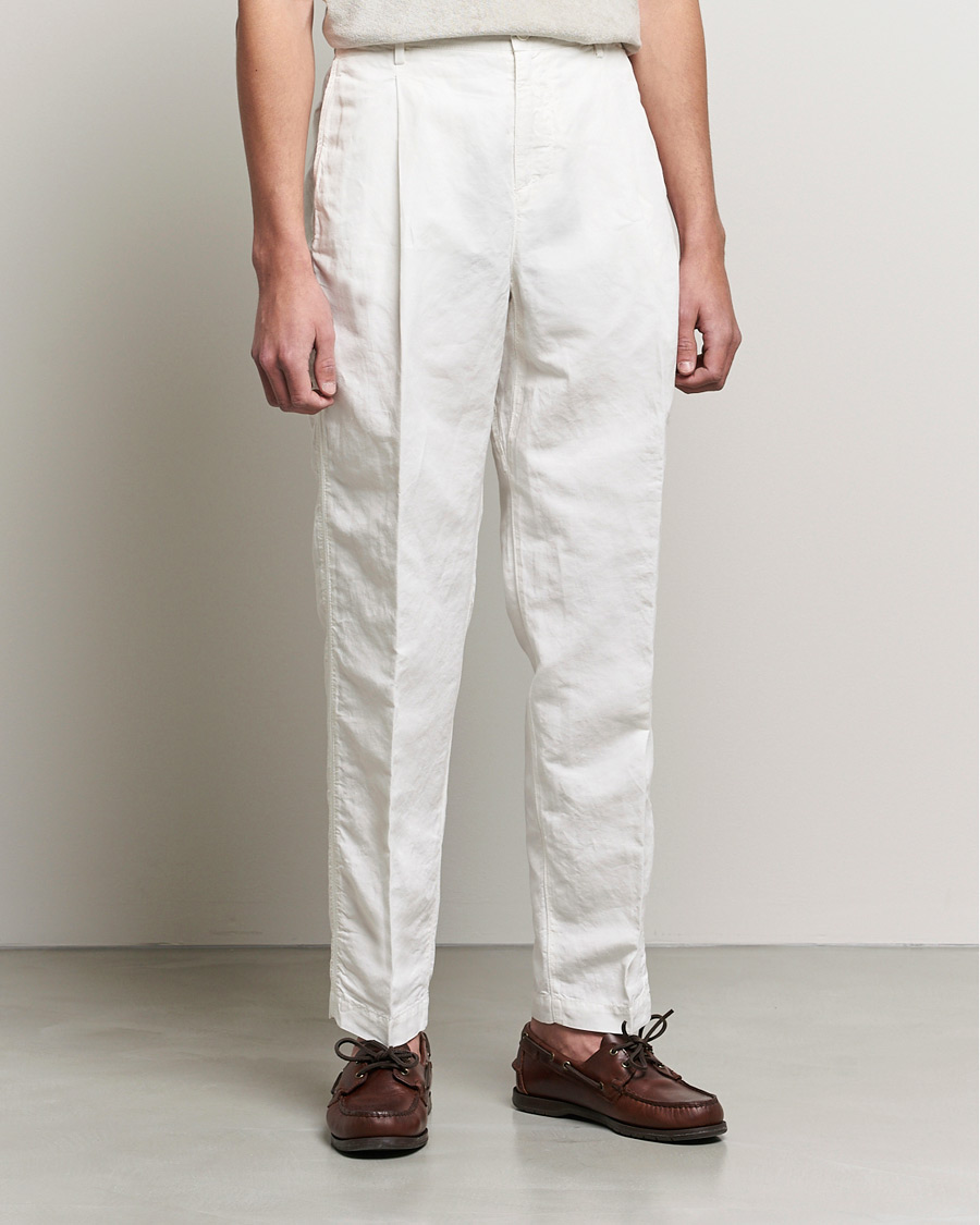 Uomini | Pantaloni | Orlebar Brown | Dunmore Linen/Cotton Trousers White Sand