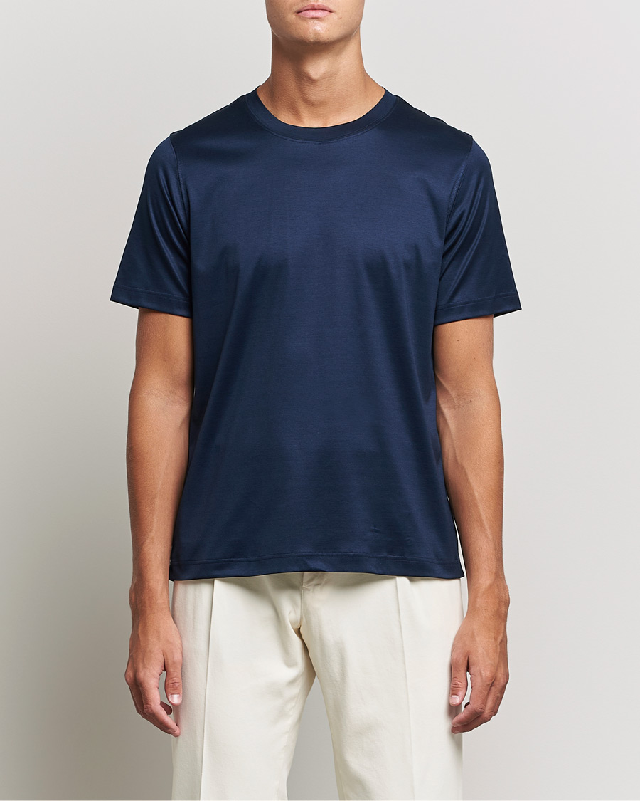 Uomini | T-shirt | Eton | Filo Di Scozia Cotton T-Shirt Navy