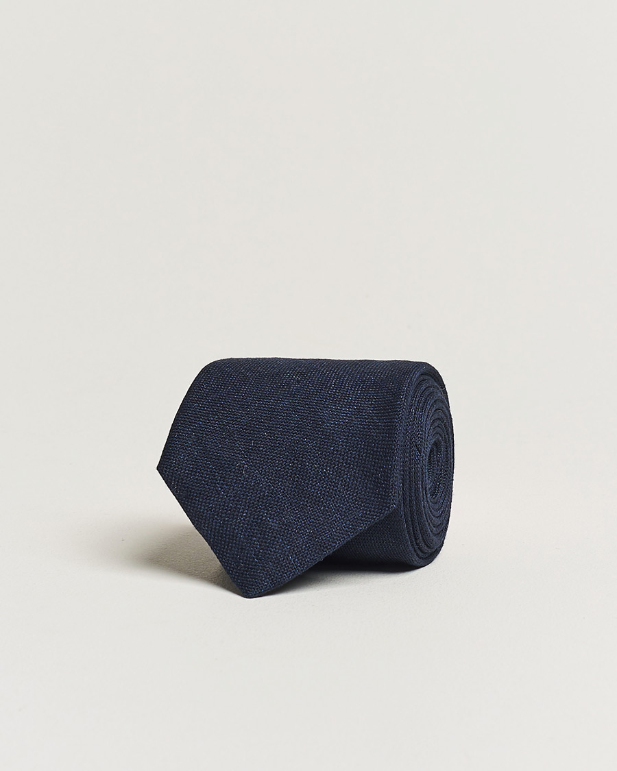 Uomini | Cravatte | Amanda Christensen | Amanda ChristensenHopsack Linen 8cm TieNavy
