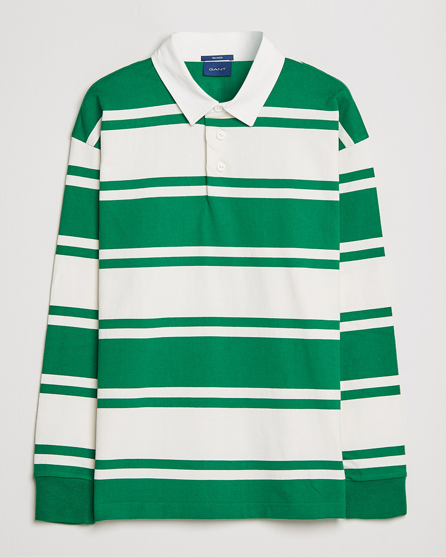 Uomini | Maglieria | GANT | Barstriped Heavy Rugger Green/White