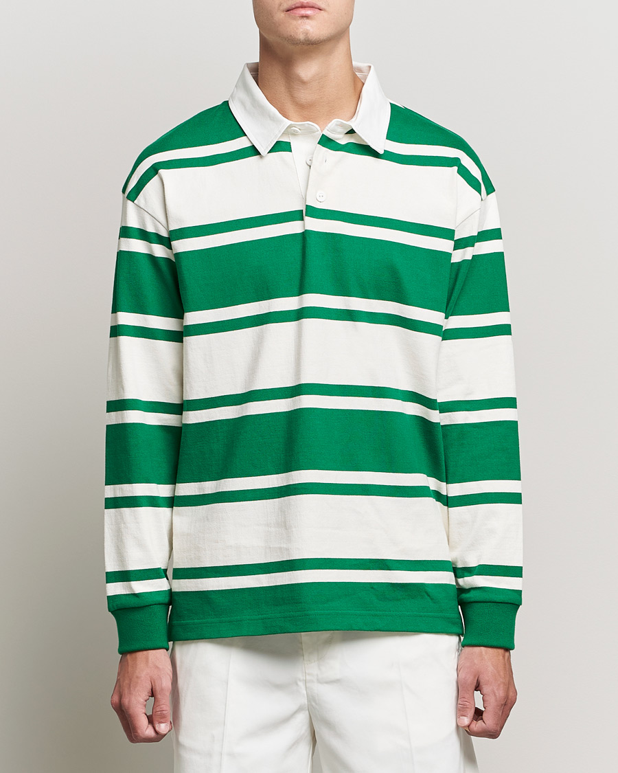 Uomini | Maglieria | GANT | Barstriped Heavy Rugger Green/White