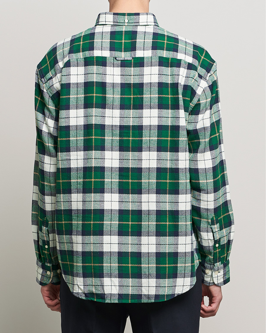 Uomini | Camicie | GANT | Relaxed Textured Checked Shirt Forest Green
