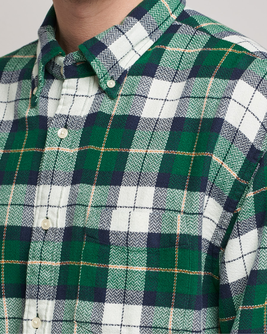 Uomini | Camicie | GANT | Relaxed Textured Checked Shirt Forest Green