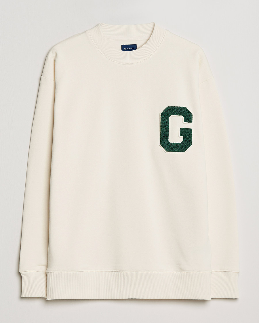 Uomini | Maglieria | GANT | College G Crew Neck Sweatshirt Creme