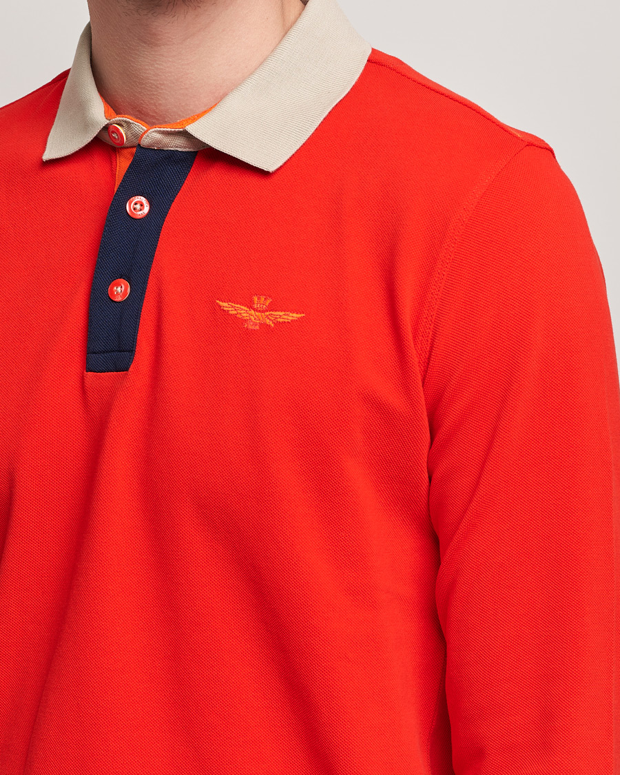 Uomini | Maglieria | Aeronautica Militare | Long Sleeve Collor Polo Arancio Scuro