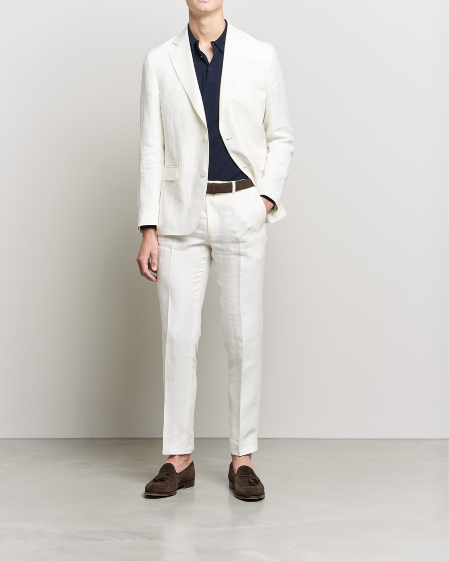 Uomini | Blazers | Oscar Jacobson | Fogerty Linen Blazer White