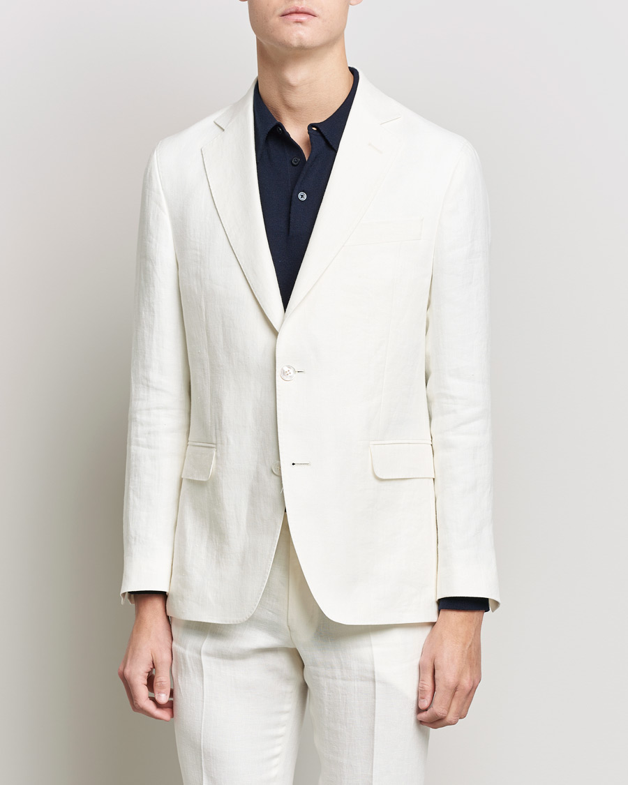 Uomini | Blazers | Oscar Jacobson | Fogerty Linen Blazer White