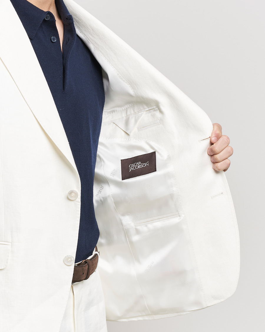 Uomini | Blazers | Oscar Jacobson | Fogerty Linen Blazer White