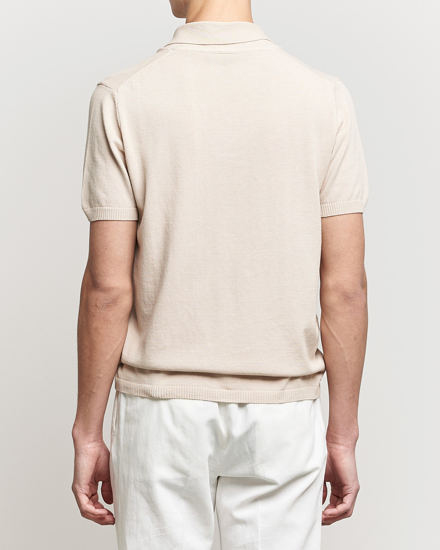 Uomini | Polo | Oscar Jacobson | Rollo GD Shawl Collar Cotton Polo Beige