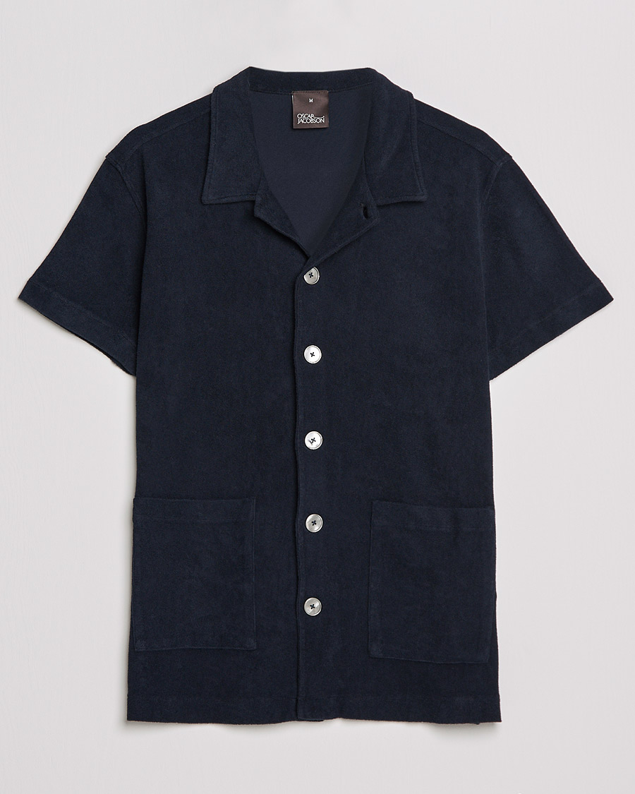 Uomini | Polo | Oscar Jacobson | Alwin Terry Short Sleeve Safari Polo Night Blue