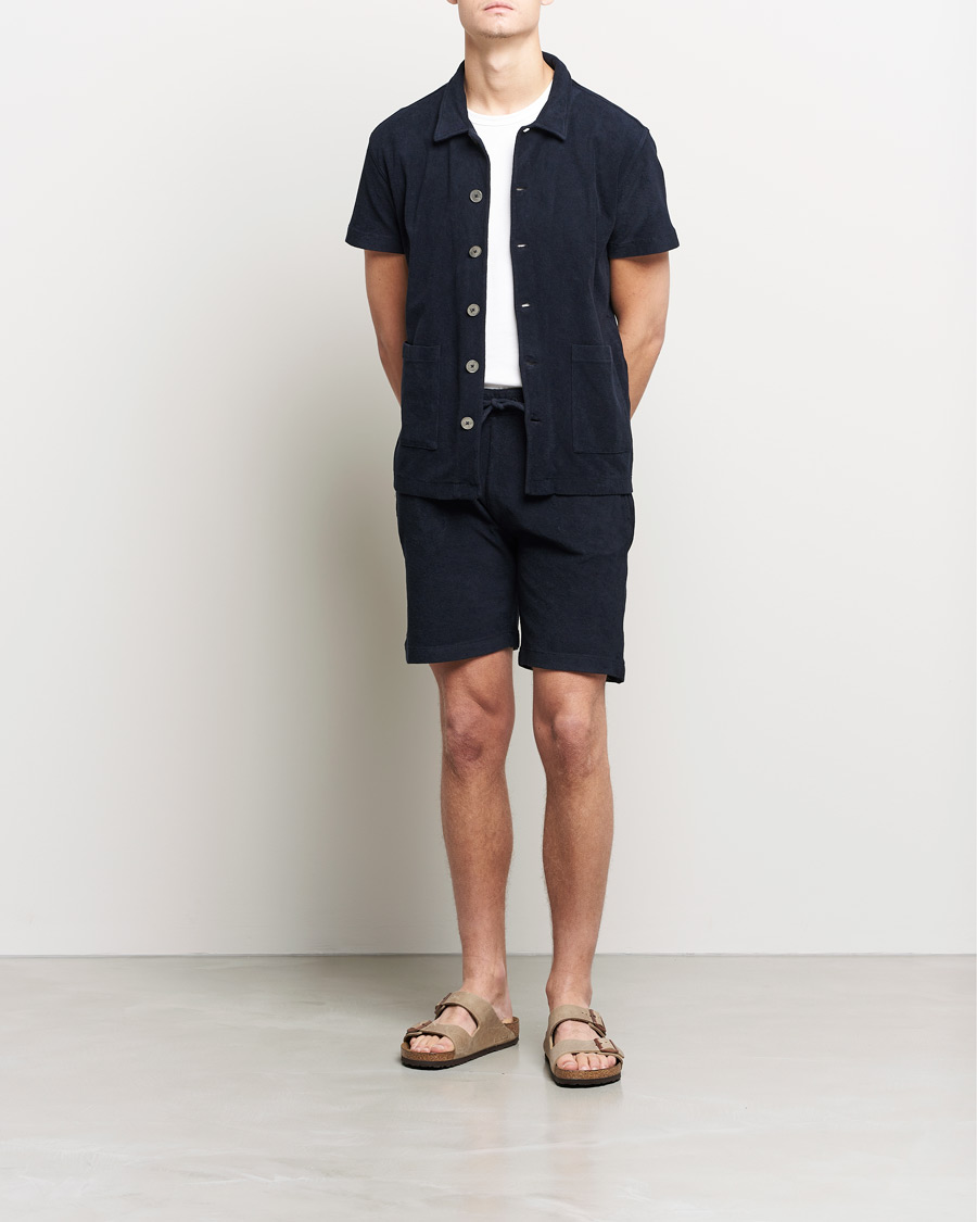 Uomini | Polo | Oscar Jacobson | Alwin Terry Short Sleeve Safari Polo Night Blue