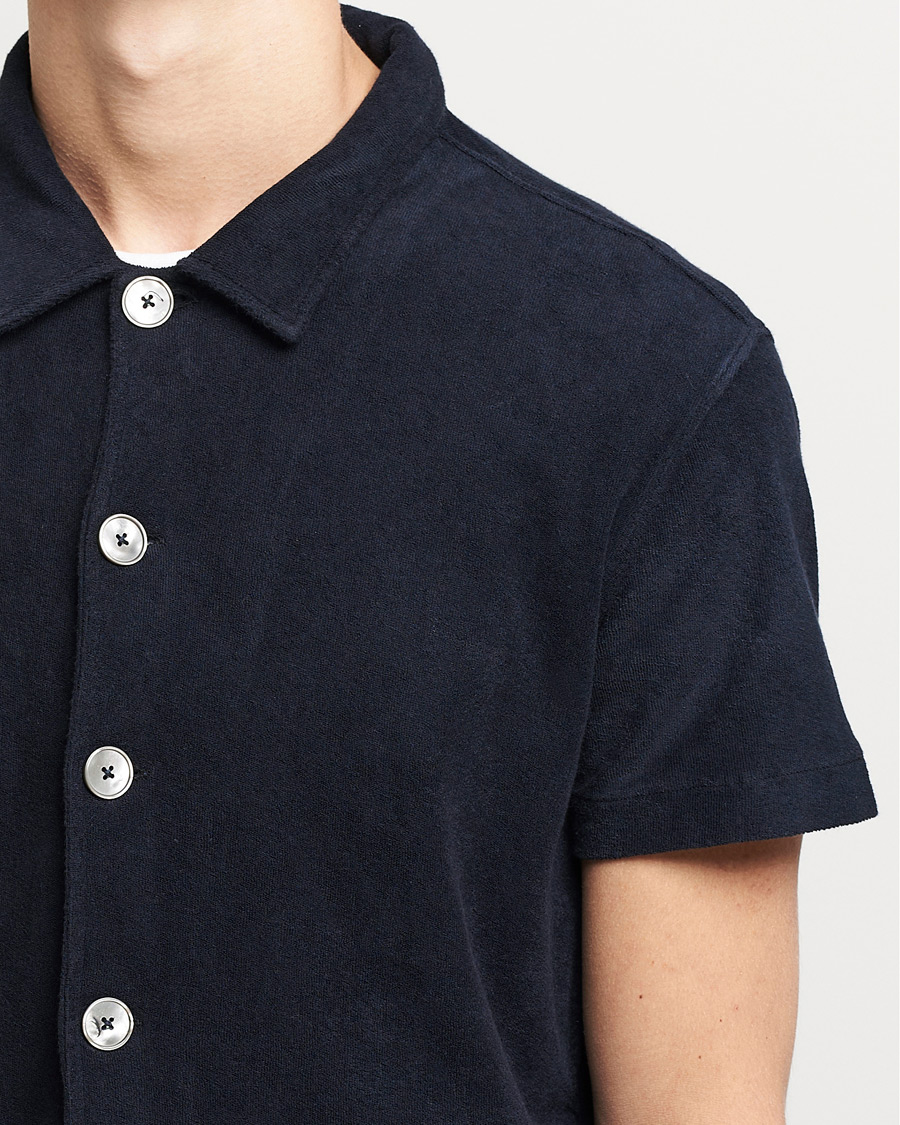 Uomini | Polo | Oscar Jacobson | Alwin Terry Short Sleeve Safari Polo Night Blue