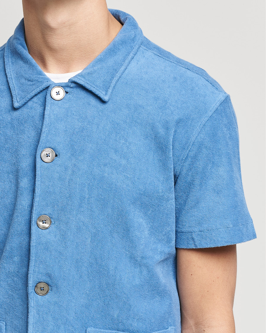 Uomini | Polo | Oscar Jacobson | Alwin Terry Short Sleeve Safari Polo Blue