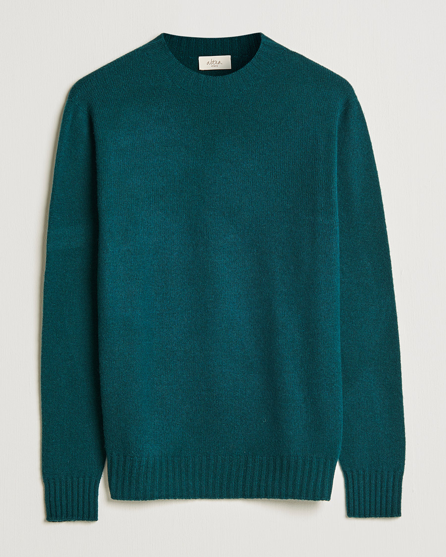 Uomini | Maglieria | Altea | Wool/Cashmere Crew Neck Sweater Bottle Green