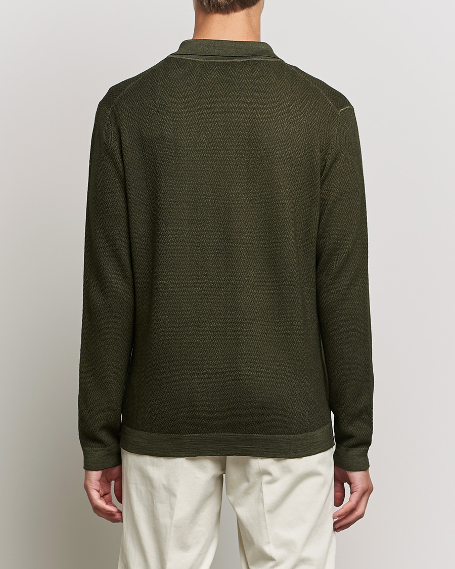 Uomini | Maglieria | Altea | Herringbone Wool Shirt Dark Green