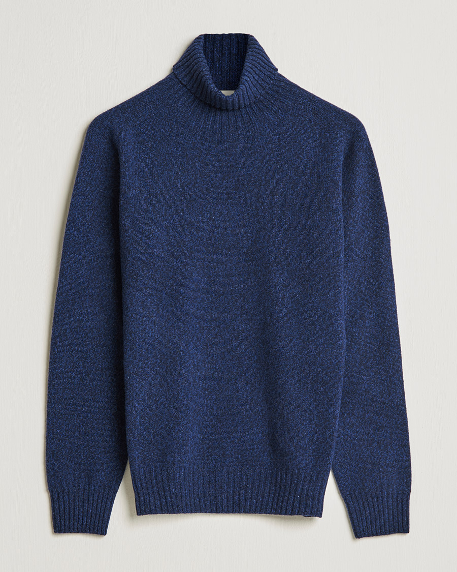 Uomini | Maglieria | Altea | Cashmere Mouline Rollneck Navy Melange