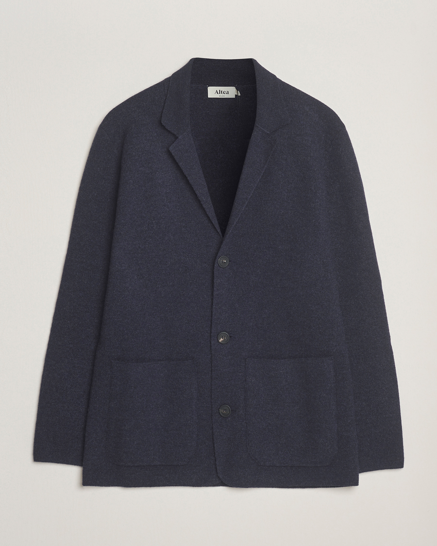 Uomini | Maglieria | Altea | Soft Wool Knitted Blazer Navy