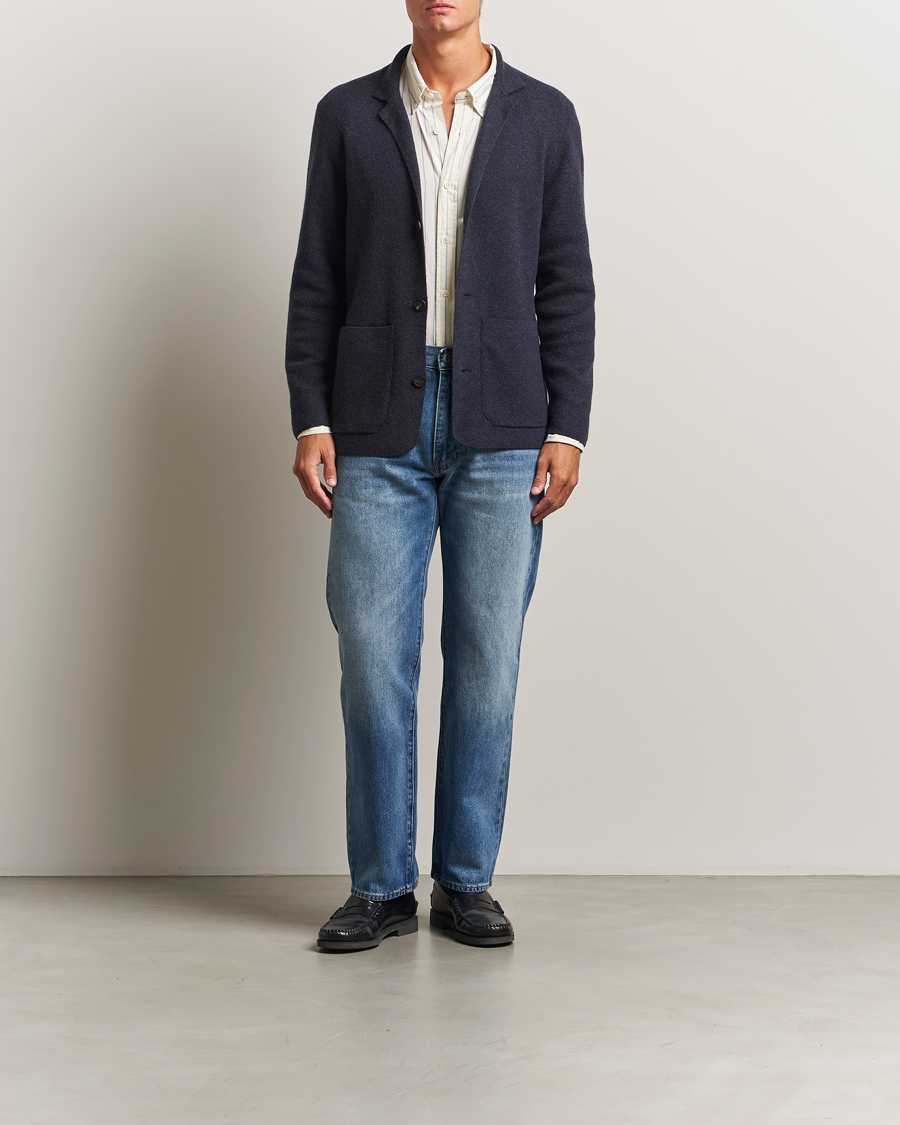 Uomini | Maglieria | Altea | Soft Wool Knitted Blazer Navy
