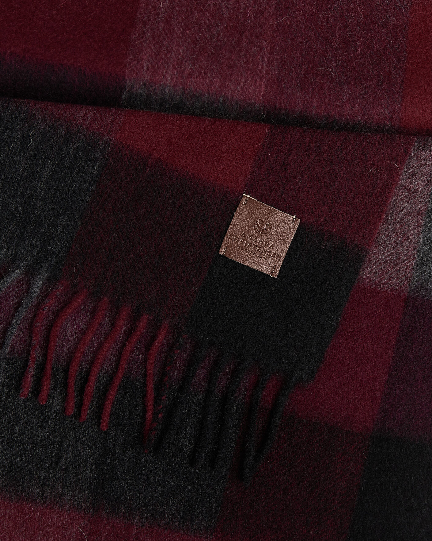 Uomini | Sciarpe | Amanda Christensen | Amanda ChristensenWool Block Check ScarfWine/Black