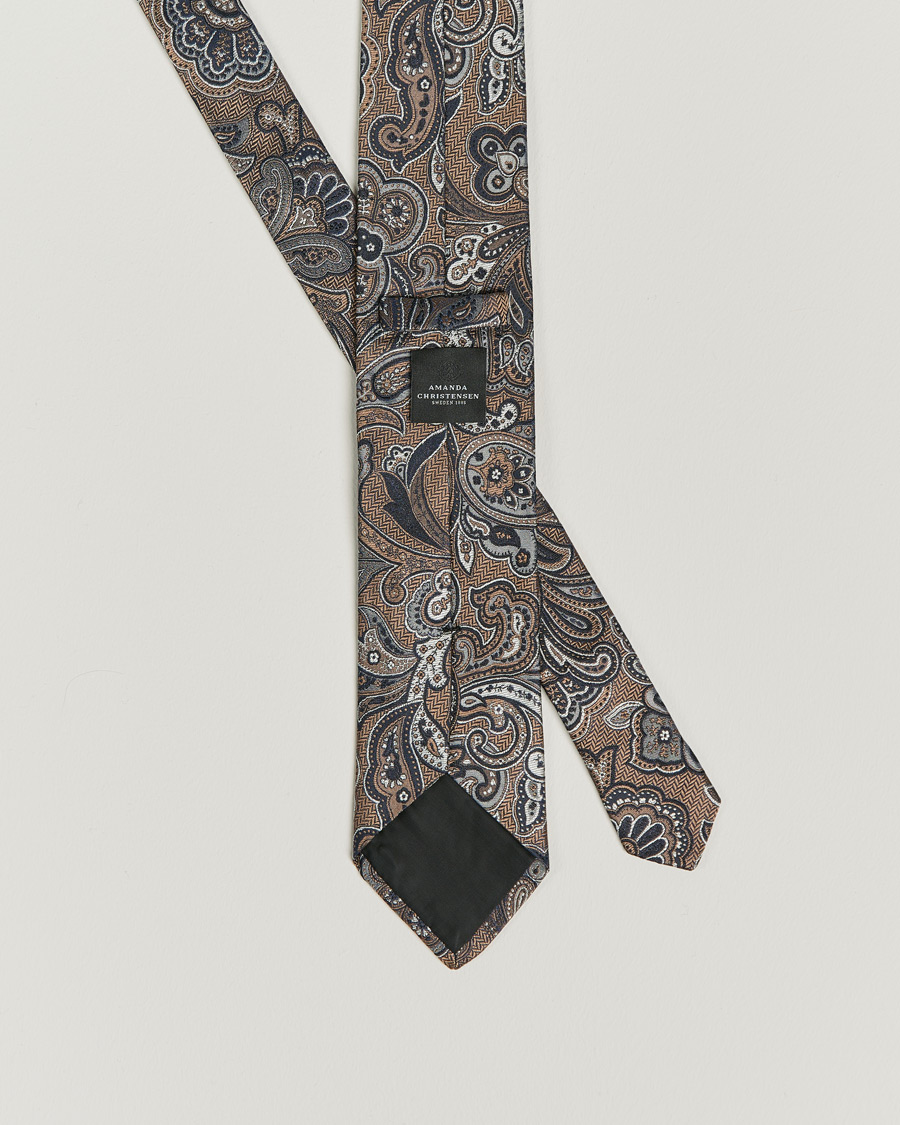 Uomini | Amanda Christensen Silk Mulberry 8cm Large Paisley Tie Brown | Amanda Christensen | Silk Mulberry 8cm Large Paisley Tie Brown