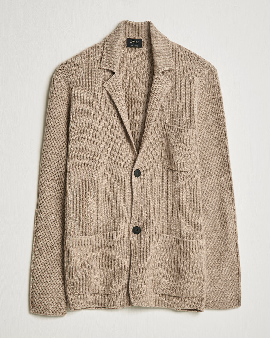 Uomini | Blazers | Brioni | Pure Cashmere Knitted Blazer Beige
