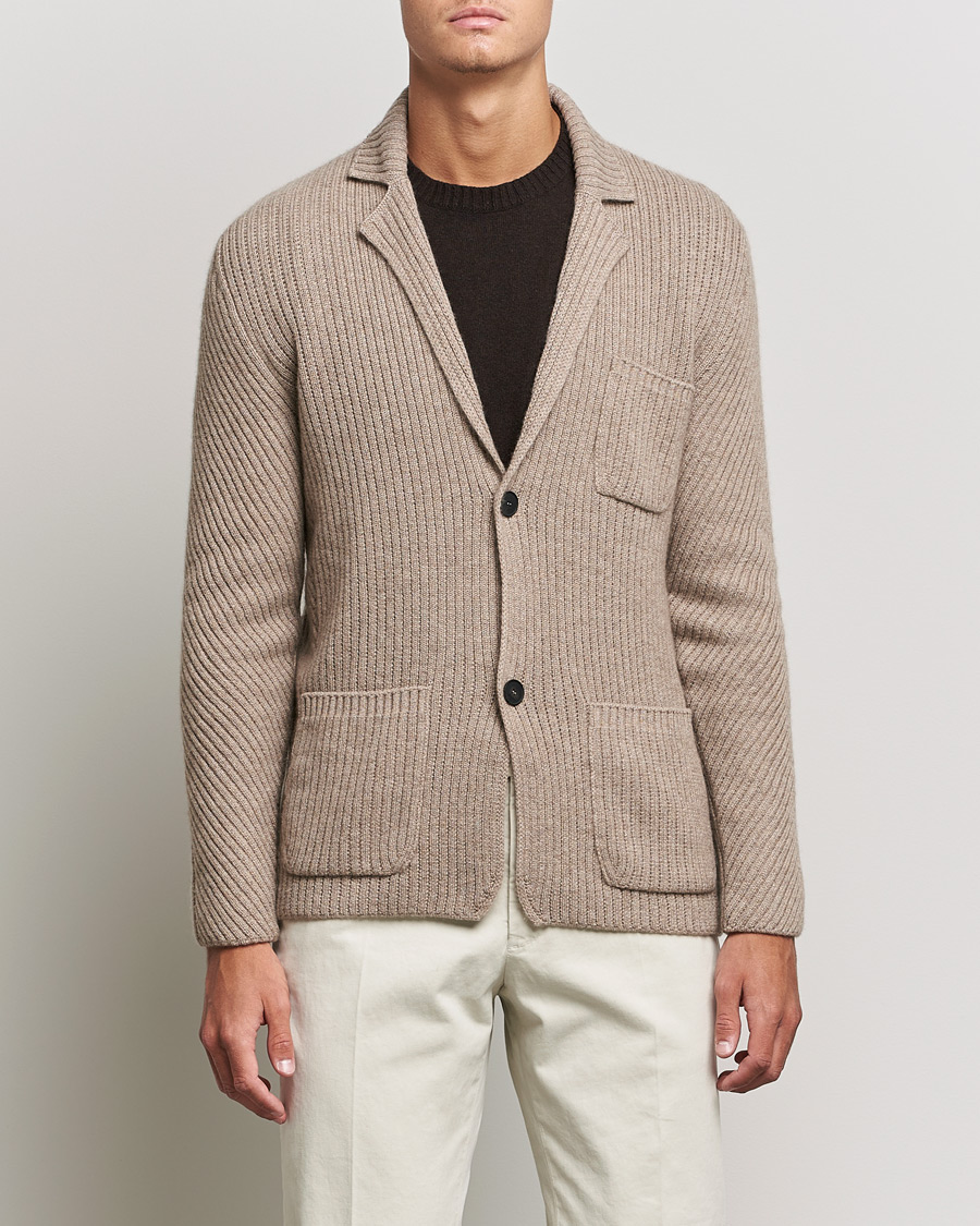 Uomini | Blazers | Brioni | Pure Cashmere Knitted Blazer Beige