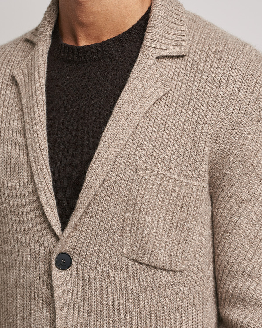 Uomini | Blazers | Brioni | Pure Cashmere Knitted Blazer Beige
