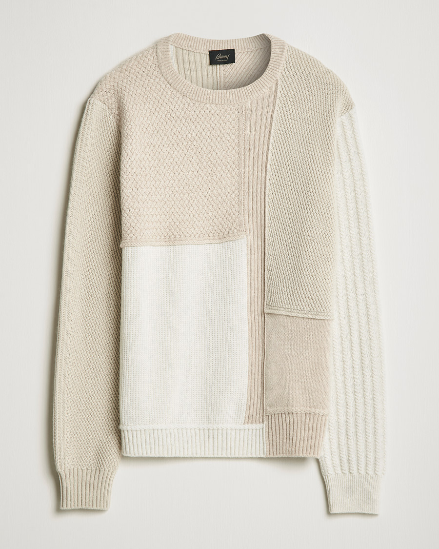 Uomini | Maglieria | Brioni | Wool/Cashmere Patchwork Sweater Beige