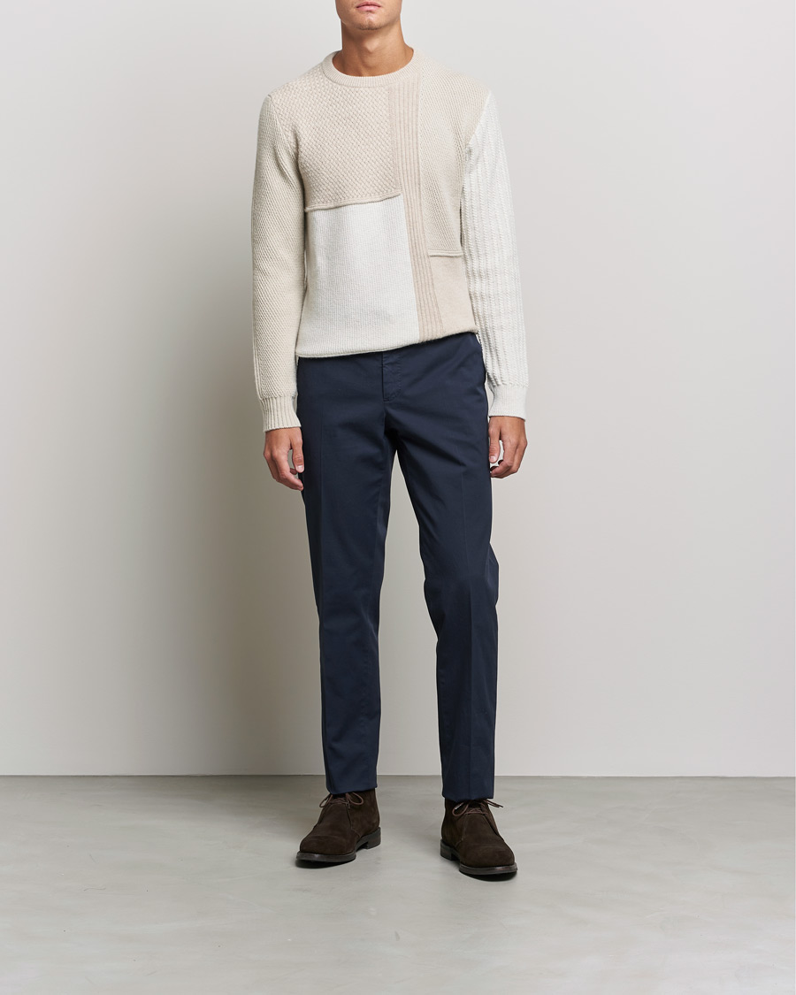 Uomini | Maglieria | Brioni | Wool/Cashmere Patchwork Sweater Beige