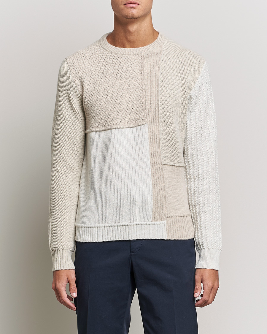 Uomini | Maglieria | Brioni | Wool/Cashmere Patchwork Sweater Beige