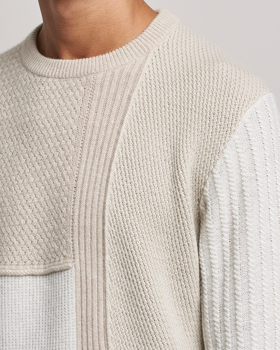 Uomini | Maglieria | Brioni | Wool/Cashmere Patchwork Sweater Beige