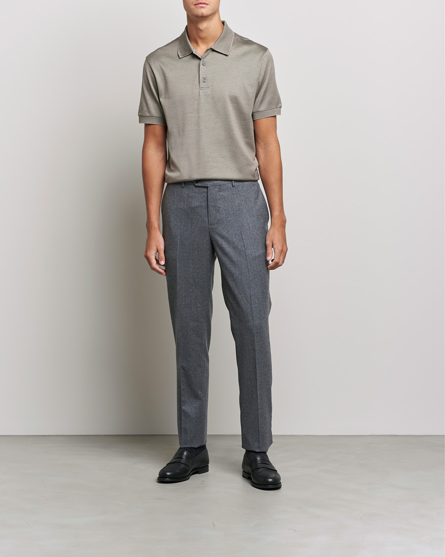 Uomini | Polo | Brioni | Cotton/Silk Short Sleeve Polo Beige