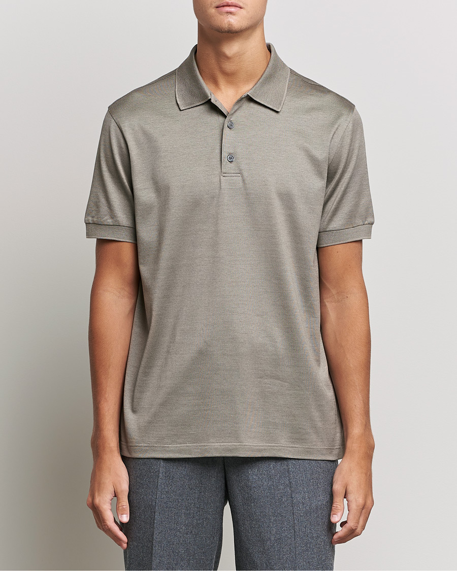 Uomini | Polo | Brioni | Cotton/Silk Short Sleeve Polo Beige