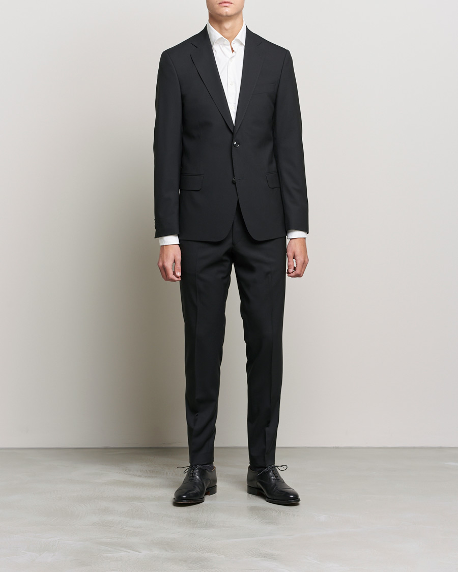 Uomini | Pantaloni | Oscar Jacobson | Denz Super 120's Wool Trousers Black