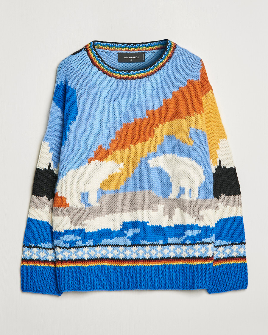 Uomini | Maglieria | Dsquared2 | Bear Dawns Knitted Sweater Blue/White