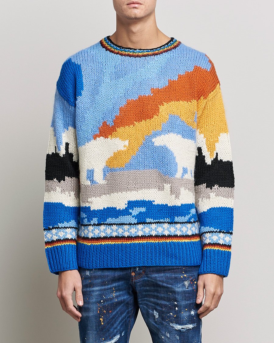 Uomini | Maglieria | Dsquared2 | Bear Dawns Knitted Sweater Blue/White