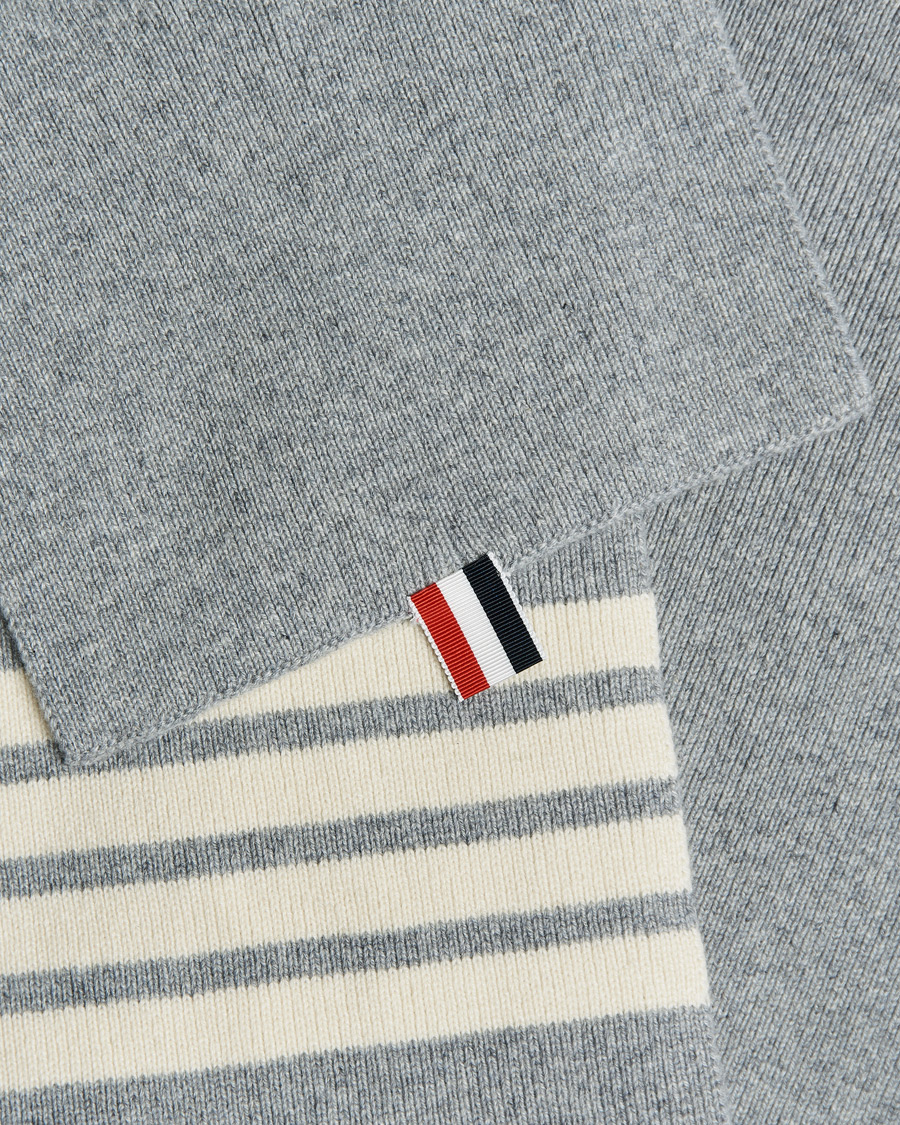 Uomini | Thom Browne Full Needle Rib Cashmere Scarf Light Grey | Thom Browne | Full Needle Rib Cashmere Scarf Light Grey
