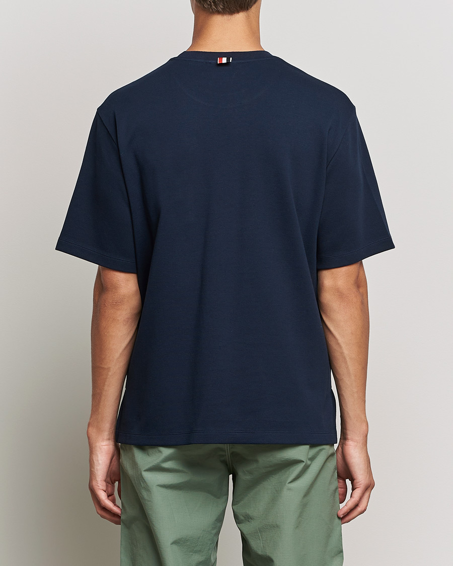 Uomini | T-shirt | Thom Browne | Oversize Pocket Stripe T-Shirt Navy