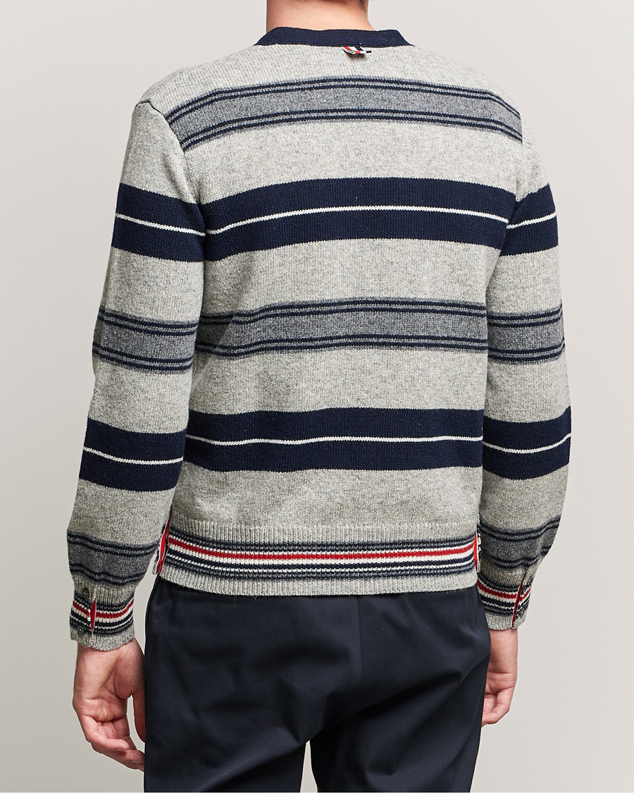 Uomini | Maglieria | Thom Browne | Tartan Stripe Wool Cardigan Medium Grey