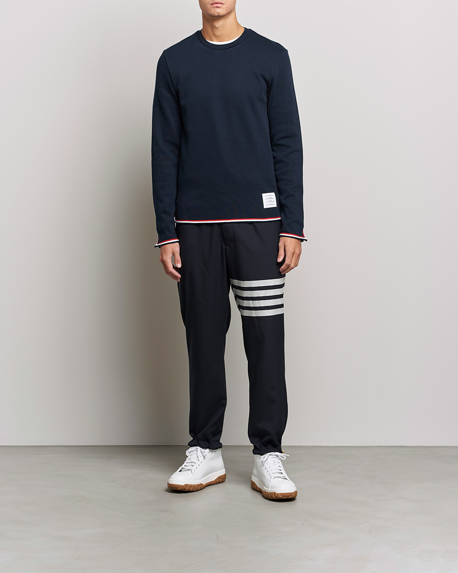 Uomini | T-shirt | Thom Browne | Long Sleeve Interlock T-Shirt Navy