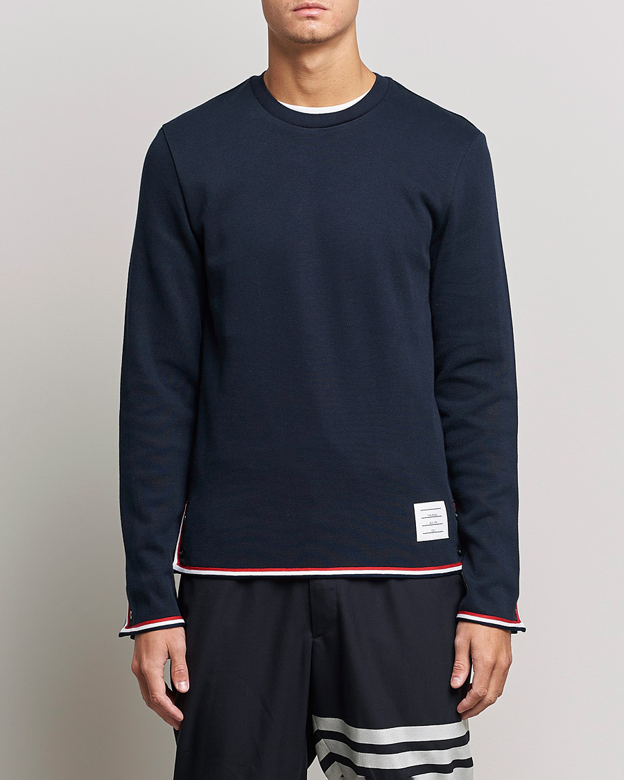 Uomini | T-shirt | Thom Browne | Long Sleeve Interlock T-Shirt Navy