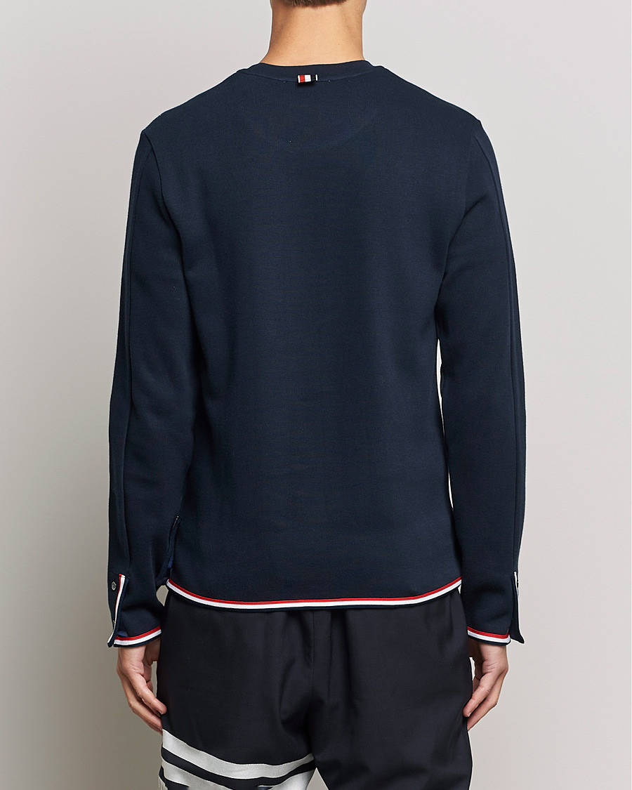 Uomini | T-shirt | Thom Browne | Long Sleeve Interlock T-Shirt Navy