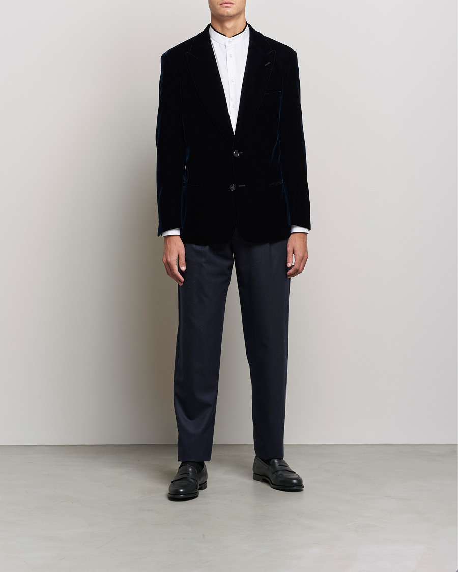 Uomini | Blazers | Giorgio Armani | Peak Lapel Velvet Blazer Navy