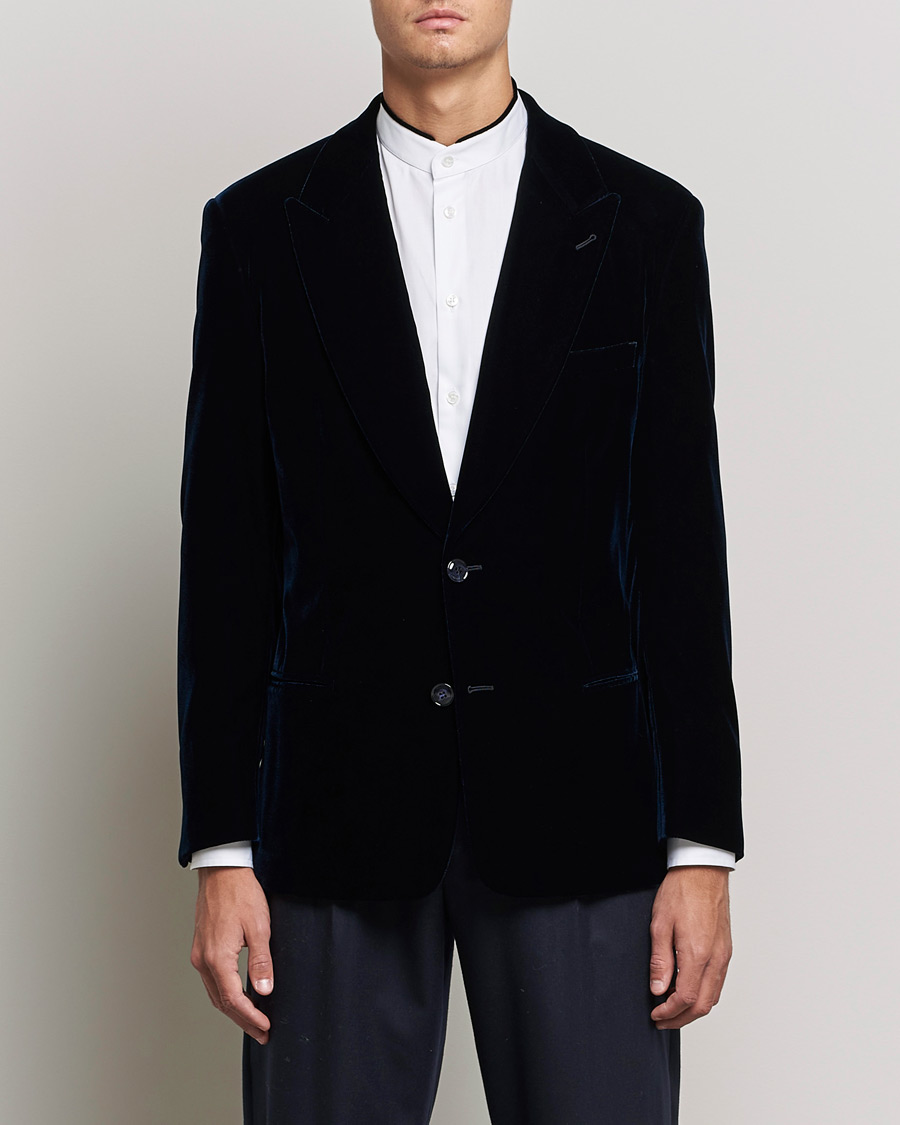 Uomini | Blazers | Giorgio Armani | Peak Lapel Velvet Blazer Navy