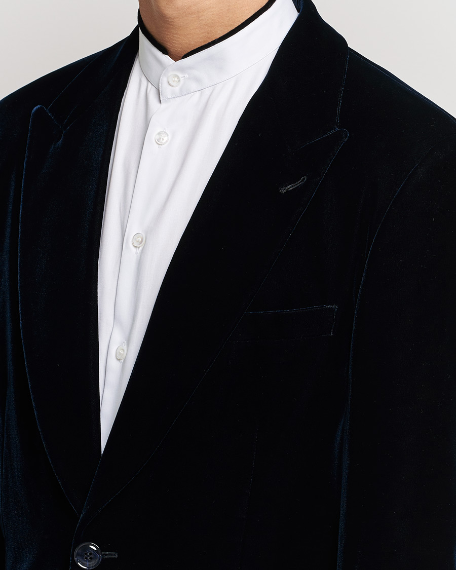 Uomini | Blazers | Giorgio Armani | Peak Lapel Velvet Blazer Navy