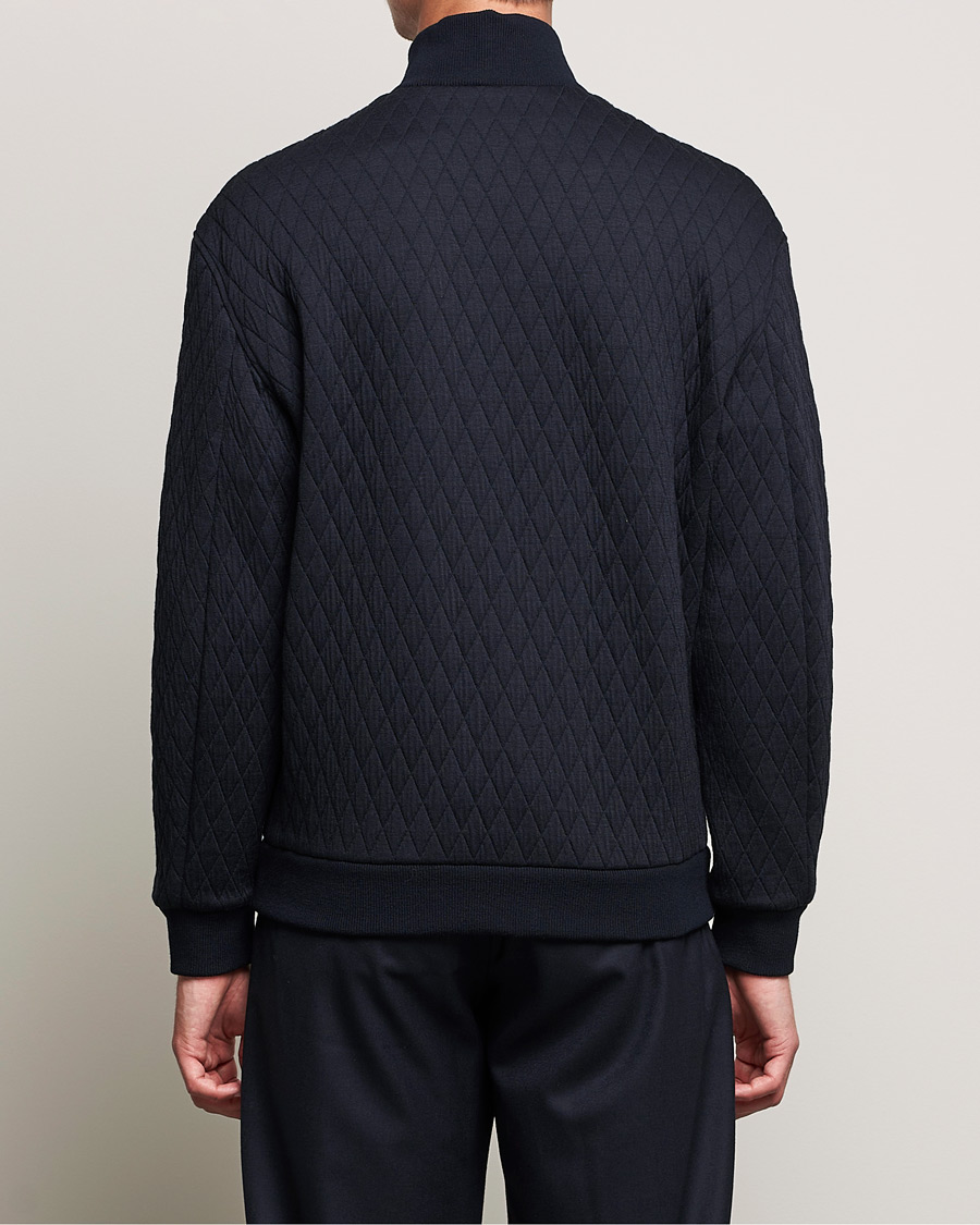 Uomini | Maglieria | Giorgio Armani | Diamond Quilted Zip Sweater Navy