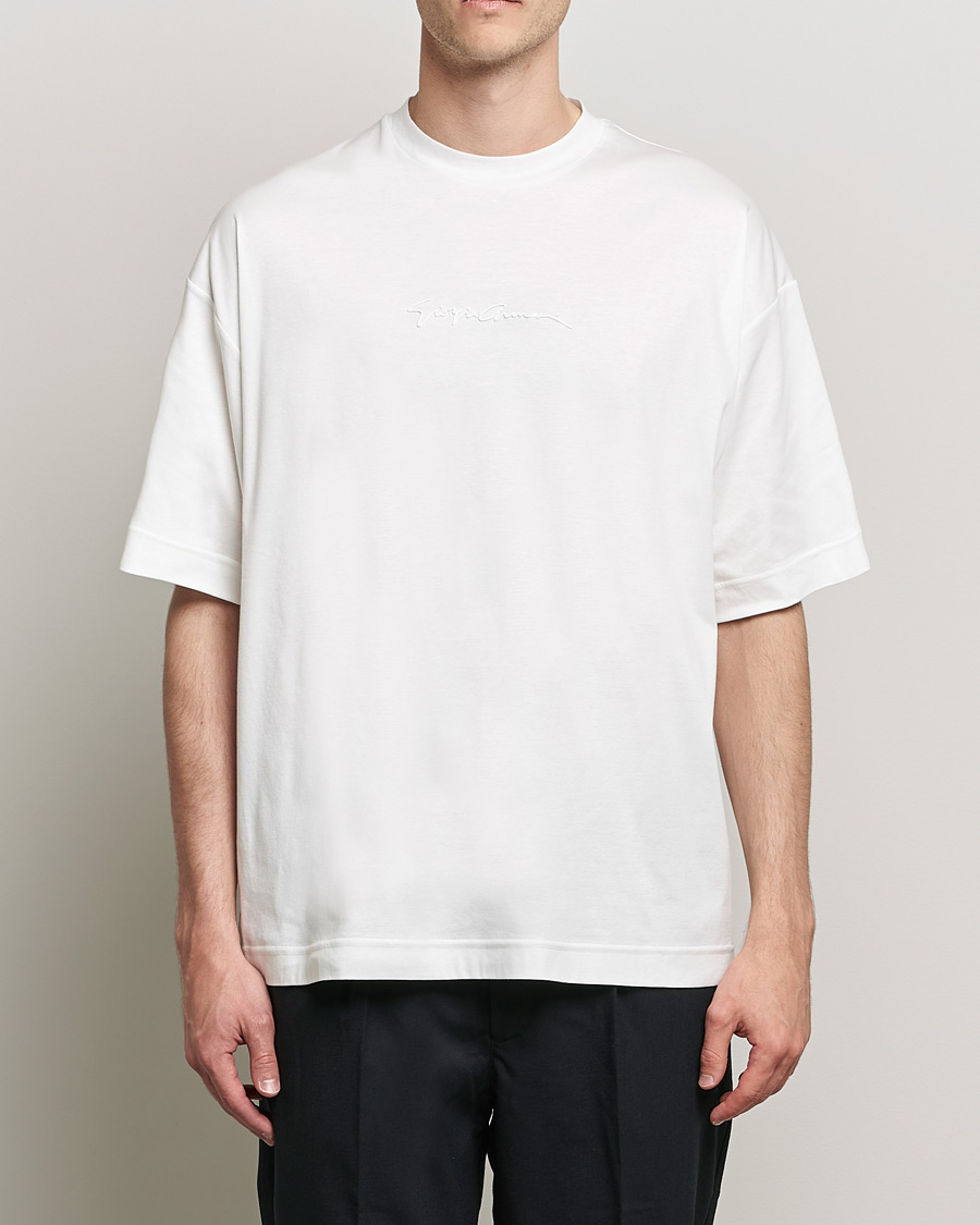 Uomini | T-shirt | Giorgio Armani | Short Sleeve Signature T-Shirt White
