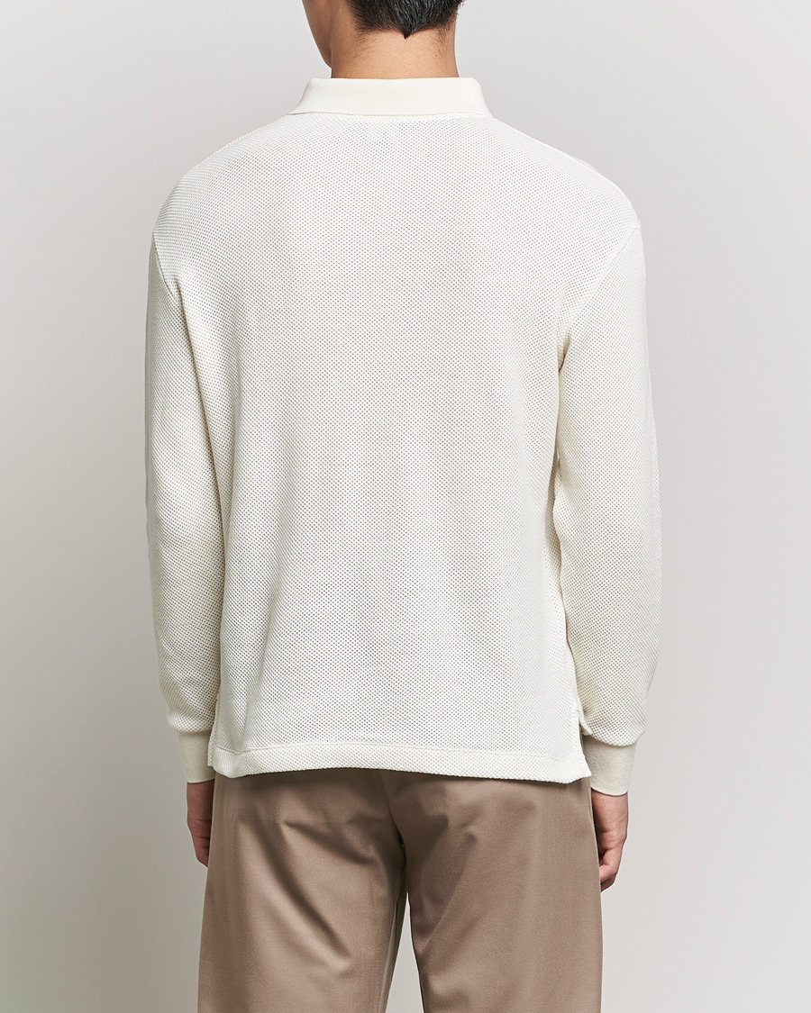 Uomini | Maglieria | Giorgio Armani | Wool Piquet Long Sleeve Polo Off White